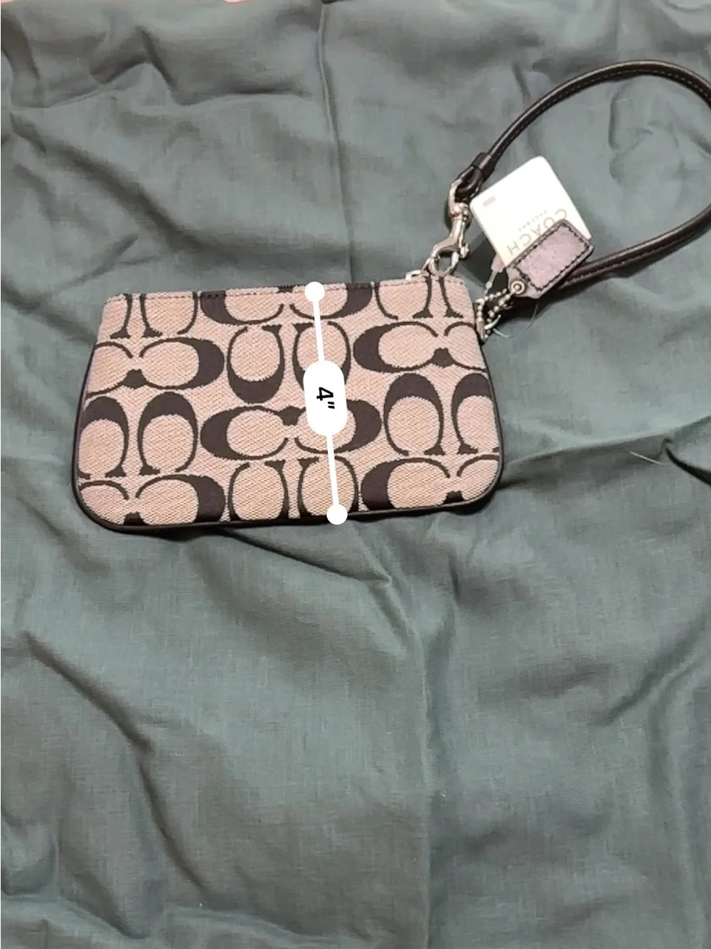 NWT Coach Signature Wristlet | Black & Gray Monogram Zip Pouch - Picture 4 of 8